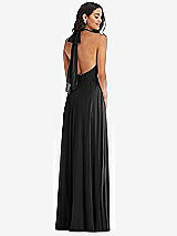 Rear View Thumbnail - Black High Neck Halter Backless Maxi Dress