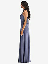 Side View Thumbnail - French Blue High Neck Halter Backless Maxi Dress