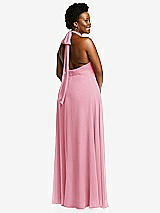 Alt View 4 Thumbnail - Peony Pink High Neck Halter Backless Maxi Dress