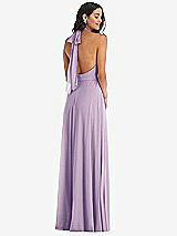 Rear View Thumbnail - Pale Purple High Neck Halter Backless Maxi Dress