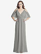 Alt View 1 Thumbnail - Chelsea Gray Convertible Cold-Shoulder Draped Wrap Maxi Dress