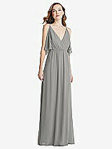 Alt View 3 Thumbnail - Chelsea Gray Convertible Cold-Shoulder Draped Wrap Maxi Dress