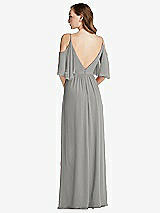 Rear View Thumbnail - Chelsea Gray Convertible Cold-Shoulder Draped Wrap Maxi Dress