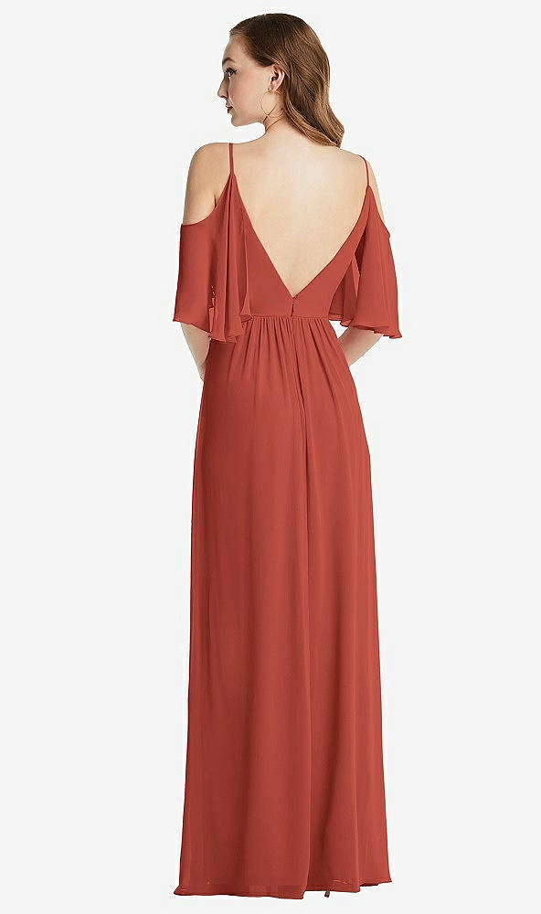 Back View - Amber Sunset Convertible Cold-Shoulder Draped Wrap Maxi Dress