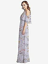 Side View Thumbnail - Butterfly Botanica Silver Dove Convertible Cold-Shoulder Draped Wrap Maxi Dress