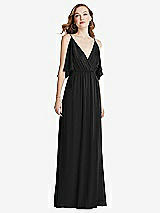 Alt View 3 Thumbnail - Black Convertible Cold-Shoulder Draped Wrap Maxi Dress