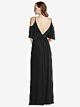 Rear View Thumbnail - Black Convertible Cold-Shoulder Draped Wrap Maxi Dress