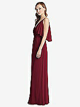 Alt View 2 Thumbnail - Burgundy Convertible Cold-Shoulder Draped Wrap Maxi Dress