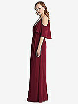 Side View Thumbnail - Burgundy Convertible Cold-Shoulder Draped Wrap Maxi Dress