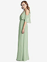 Side View Thumbnail - Celadon Convertible Cold-Shoulder Draped Wrap Maxi Dress