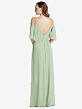 Rear View Thumbnail - Celadon Convertible Cold-Shoulder Draped Wrap Maxi Dress