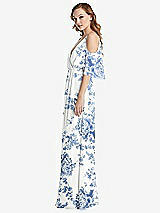 Side View Thumbnail - Cottage Rose Dusk Blue Convertible Cold-Shoulder Draped Wrap Maxi Dress