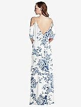 Rear View Thumbnail - Cottage Rose Dusk Blue Convertible Cold-Shoulder Draped Wrap Maxi Dress