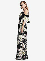 Side View Thumbnail - Noir Garden Convertible Cold-Shoulder Draped Wrap Maxi Dress