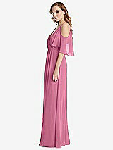 Side View Thumbnail - Orchid Pink Convertible Cold-Shoulder Draped Wrap Maxi Dress