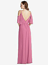 Rear View Thumbnail - Orchid Pink Convertible Cold-Shoulder Draped Wrap Maxi Dress