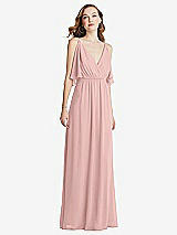 Alt View 3 Thumbnail - Rose - PANTONE Rose Quartz Convertible Cold-Shoulder Draped Wrap Maxi Dress