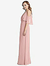 Side View Thumbnail - Rose - PANTONE Rose Quartz Convertible Cold-Shoulder Draped Wrap Maxi Dress