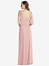 Rear View Thumbnail - Rose - PANTONE Rose Quartz Convertible Cold-Shoulder Draped Wrap Maxi Dress