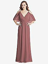 Alt View 1 Thumbnail - Rosewood Convertible Cold-Shoulder Draped Wrap Maxi Dress