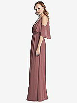 Side View Thumbnail - Rosewood Convertible Cold-Shoulder Draped Wrap Maxi Dress