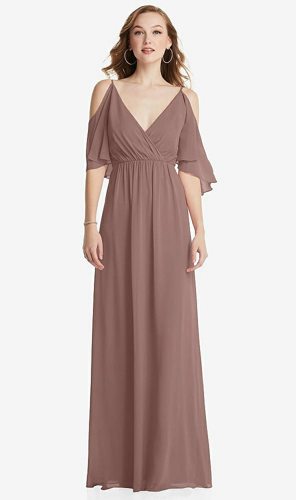 Front View - Sienna Convertible Cold-Shoulder Draped Wrap Maxi Dress
