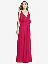 Alt View 3 Thumbnail - Vivid Pink Convertible Cold-Shoulder Draped Wrap Maxi Dress