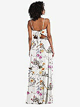 Rear View Thumbnail - Butterfly Botanica Ivory Tie-Back Cutout Maxi Dress with Front Slit