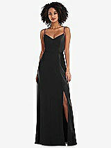 Front View Thumbnail - Black Tie-Back Cutout Maxi Dress with Front Slit
