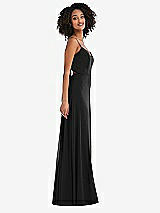 Side View Thumbnail - Black Tie-Back Cutout Maxi Dress with Front Slit
