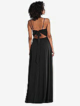 Rear View Thumbnail - Black Tie-Back Cutout Maxi Dress with Front Slit