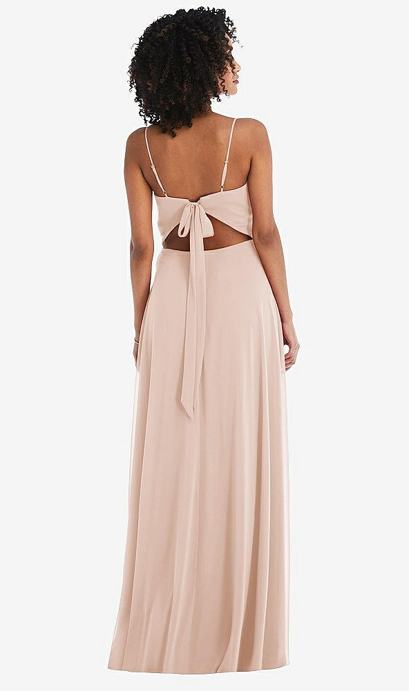 Back View - Cameo Tie-Back Cutout Maxi Dress with Front Slit