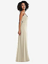 Side View Thumbnail - Champagne Tie-Back Cutout Maxi Dress with Front Slit