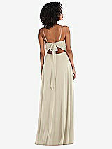 Rear View Thumbnail - Champagne Tie-Back Cutout Maxi Dress with Front Slit