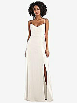 Front View Thumbnail - Ivory Tie-Back Cutout Maxi Dress with Front Slit