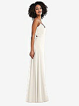 Side View Thumbnail - Ivory Tie-Back Cutout Maxi Dress with Front Slit