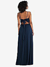 Rear View Thumbnail - Midnight Navy Tie-Back Cutout Maxi Dress with Front Slit