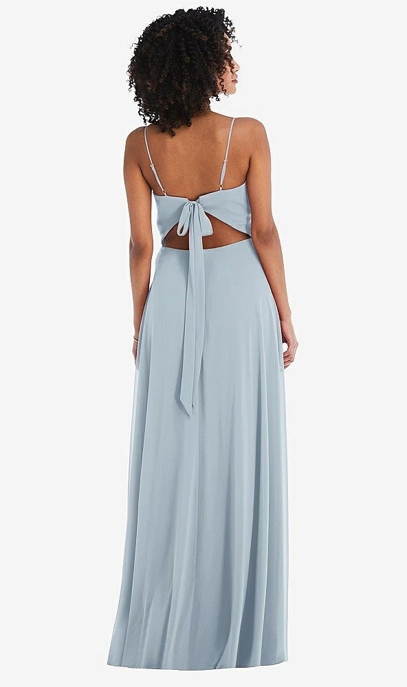 Back View - Mist Tie-Back Cutout Maxi Dress with Front Slit