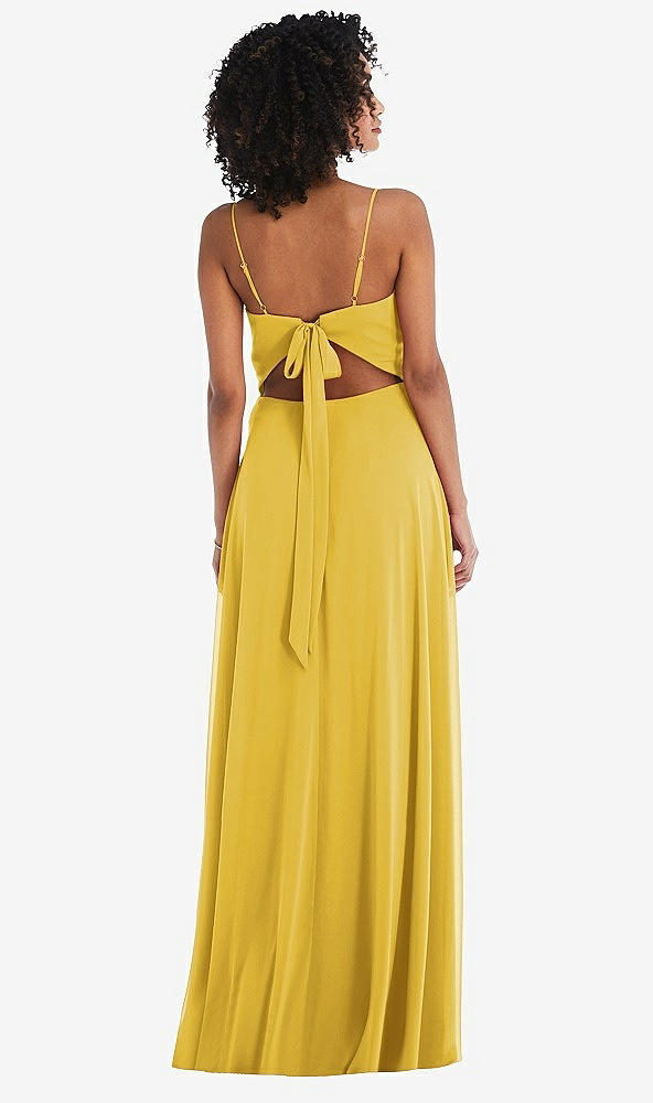 Back View - Marigold Tie-Back Cutout Maxi Dress with Front Slit