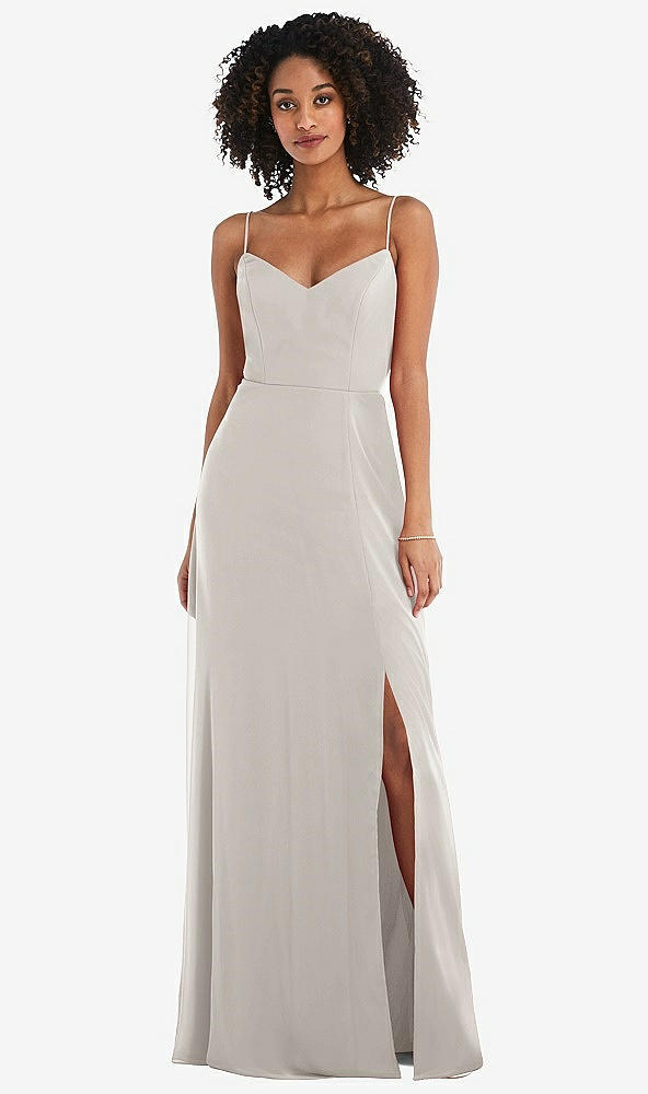 Front View - Oyster Tie-Back Cutout Maxi Dress with Front Slit