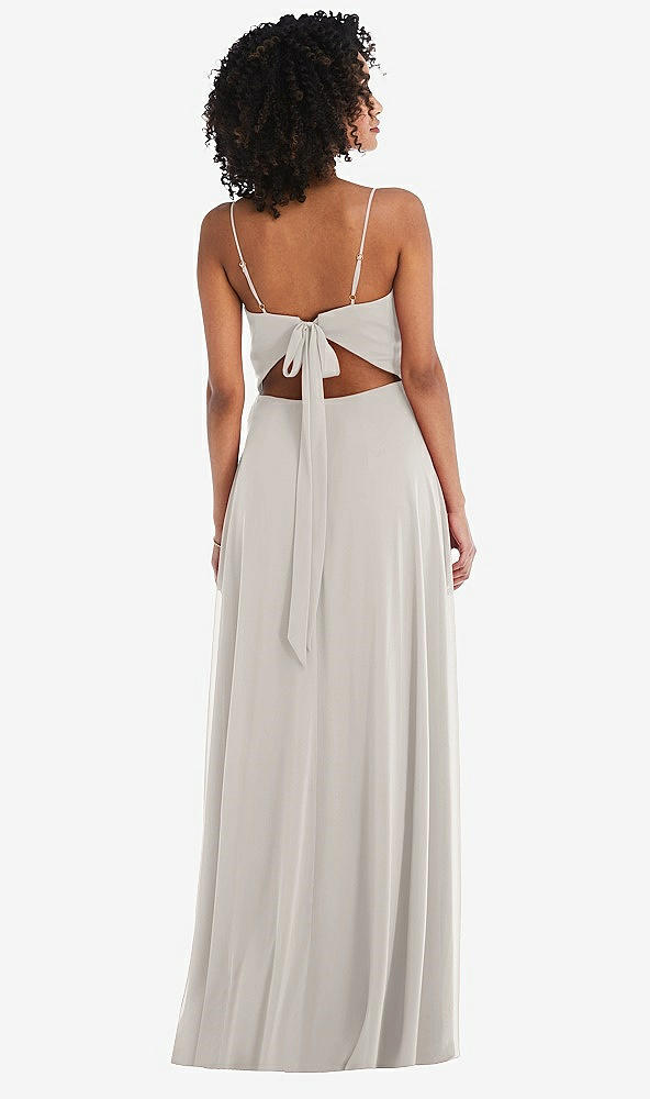 Back View - Oyster Tie-Back Cutout Maxi Dress with Front Slit