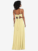 Rear View Thumbnail - Pale Yellow Tie-Back Cutout Maxi Dress with Front Slit