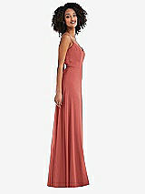 Side View Thumbnail - Coral Pink Tie-Back Cutout Maxi Dress with Front Slit