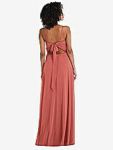 Rear View Thumbnail - Coral Pink Tie-Back Cutout Maxi Dress with Front Slit