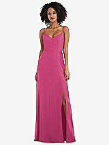 Front View Thumbnail - Tea Rose Tie-Back Cutout Maxi Dress with Front Slit