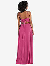 Rear View Thumbnail - Tea Rose Tie-Back Cutout Maxi Dress with Front Slit