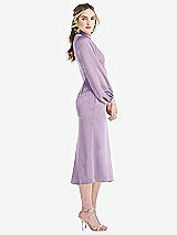 Side View Thumbnail - Pale Purple High Collar Puff Sleeve Midi Dress - Bronwyn