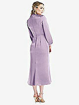 Rear View Thumbnail - Pale Purple High Collar Puff Sleeve Midi Dress - Bronwyn