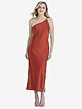 Front View Thumbnail - Amber Sunset One-Shoulder Asymmetrical Midi Slip Dress