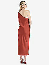 Rear View Thumbnail - Amber Sunset One-Shoulder Asymmetrical Midi Slip Dress